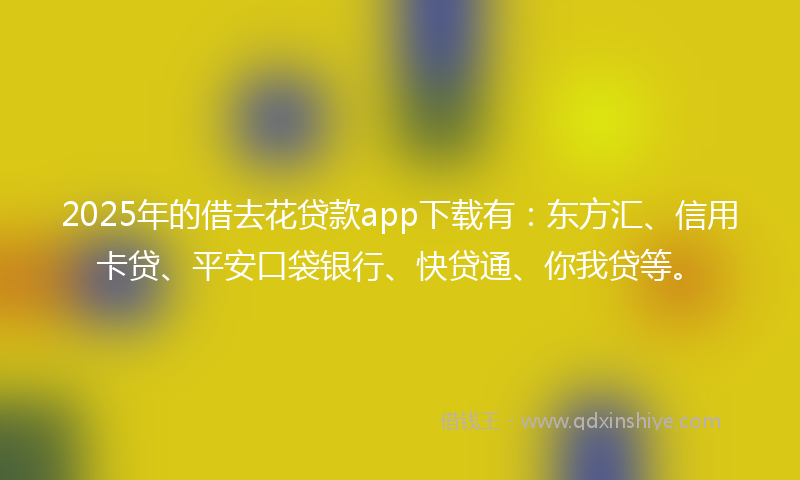 2025年的借去花贷款app下载有：东方汇、信用卡贷、平安口袋银行、快贷通、你我贷等。
