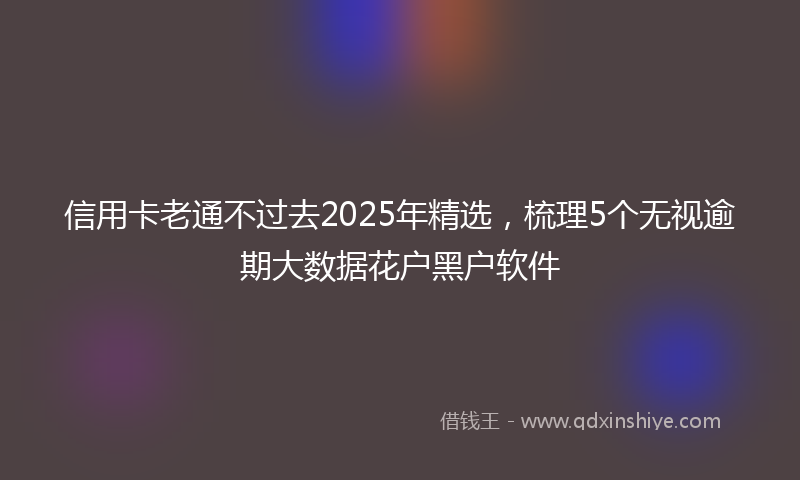 信用卡老通不过去2025年精选，梳理5个无视逾期大数据花户黑户软件