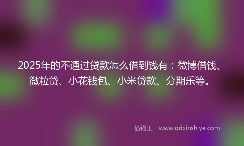 2025年的不通过贷款怎么借到钱有：微博借钱、微粒贷、小花钱包、小米贷款、分期乐等。