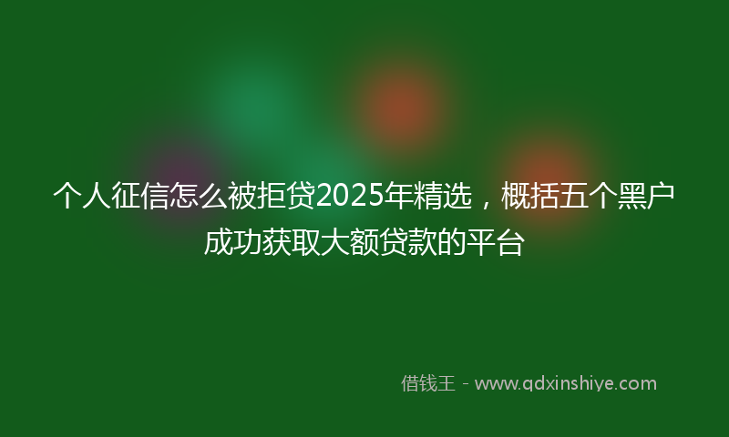 个人征信怎么被拒贷2025年精选，概括五个黑户成功获取大额贷款的平台