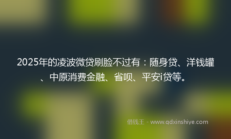 2025年的凌波微贷刷脸不过有：随身贷、洋钱罐、中原消费金融、省呗、平安i贷等。