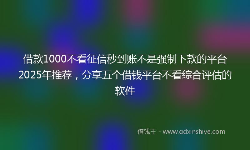 借款1000不看征信秒到账不是强制下款的平台2025年推荐，分享五个借钱平台不看综合评估的软件