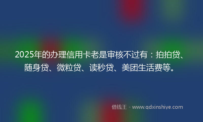 2025年的办理信用卡老是审核不过有：拍拍贷、随身贷、微粒贷、读秒贷、美团生活费等。