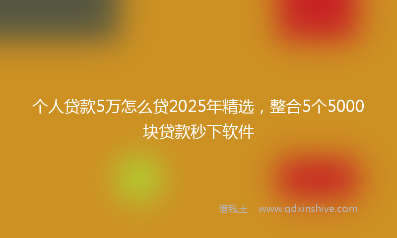 个人贷款5万怎么贷2025年精选，整合5个5000块贷款秒下软件