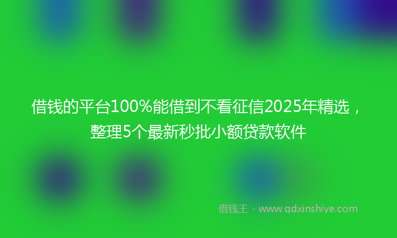 借钱的平台100%能借到不看征信2025年精选，整理5个最新秒批小额贷款软件