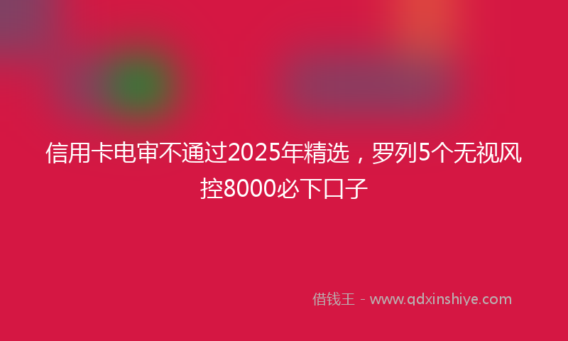 信用卡电审不通过2025年精选，罗列5个无视风控8000必下口子
