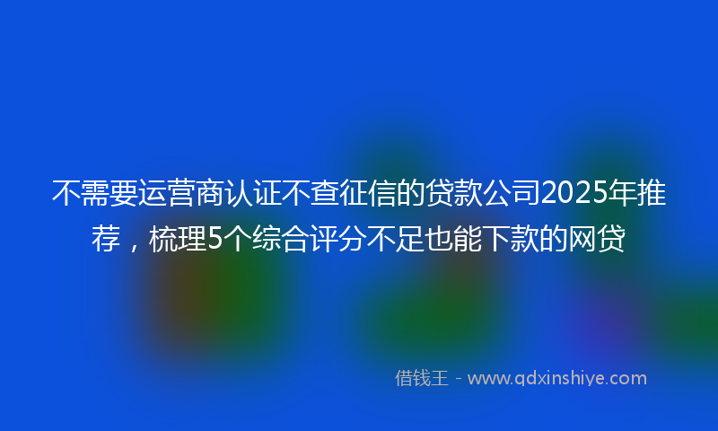 不需要运营商认证不查征信的贷款公司2025年推荐，梳理5个综合评分不足也能下款的网贷