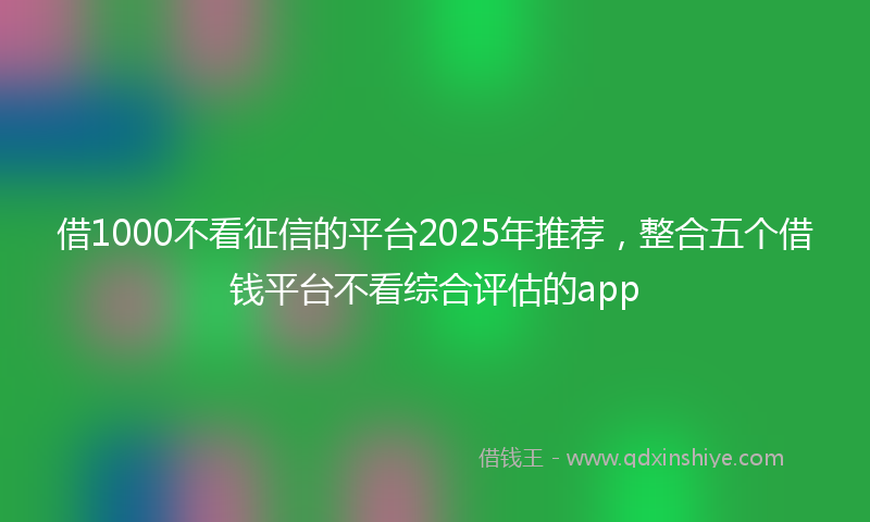 借1000不看征信的平台2025年推荐，整合五个借钱平台不看综合评估的app