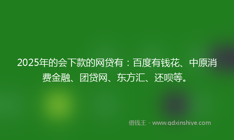 2025年的会下款的网贷有：百度有钱花、中原消费金融、团贷网、东方汇、还呗等。