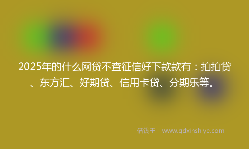 2025年的什么网贷不查征信好下款款有：拍拍贷、东方汇、好期贷、信用卡贷、分期乐等。
