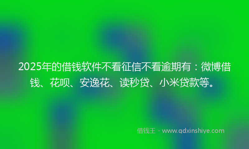 2025年的借钱软件不看征信不看逾期有：微博借钱、花呗、安逸花、读秒贷、小米贷款等。