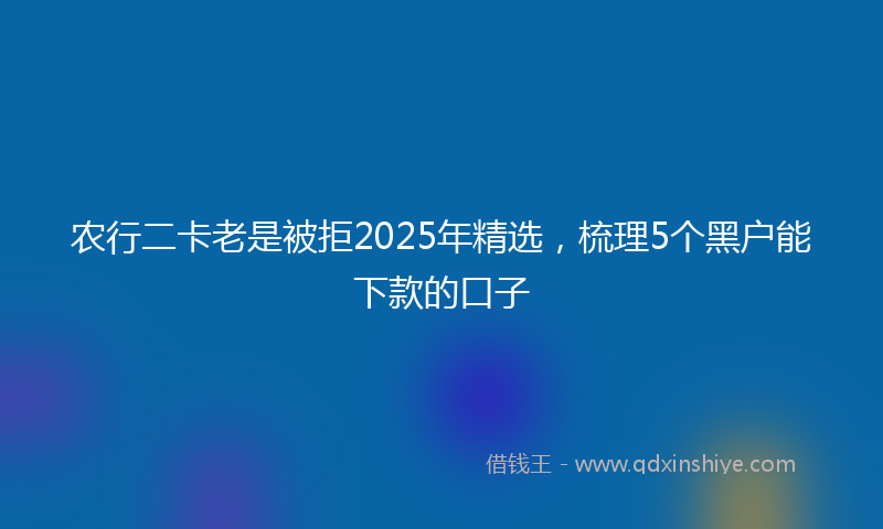 农行二卡老是被拒2025年精选，梳理5个黑户能下款的口子