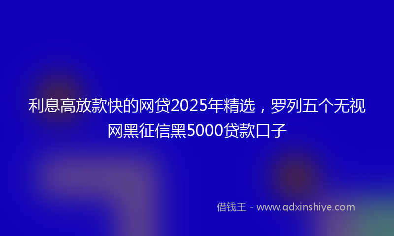 利息高放款快的网贷2025年精选，罗列五个无视网黑征信黑5000贷款口子