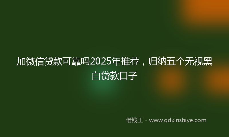 加微信贷款可靠吗2025年推荐，归纳五个无视黑白贷款口子