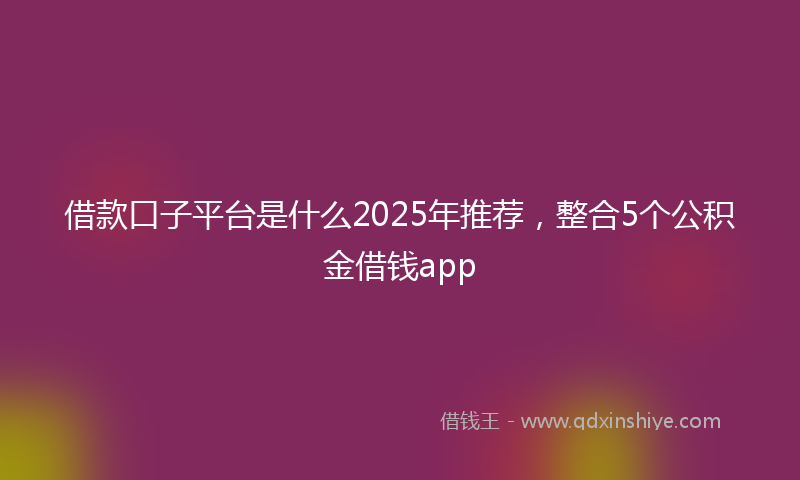 借款口子平台是什么2025年推荐，整合5个公积金借钱app