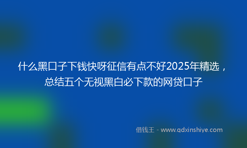 什么黑口子下钱快呀征信有点不好2025年精选，总结五个无视黑白必下款的网贷口子