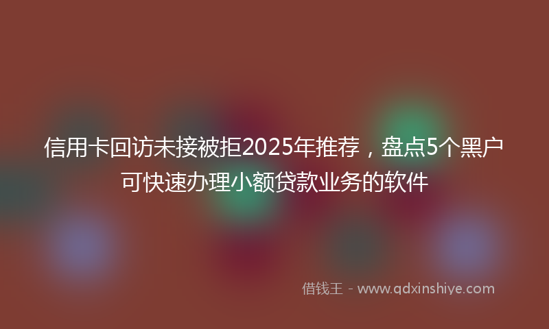 信用卡回访未接被拒2025年推荐，盘点5个黑户可快速办理小额贷款业务的软件