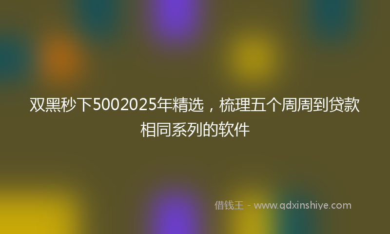 双黑秒下5002025年精选，梳理五个周周到贷款相同系列的软件