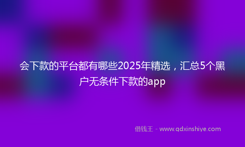 会下款的平台都有哪些2025年精选，汇总5个黑户无条件下款的app