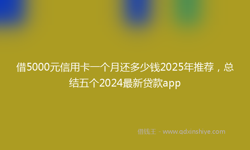 借5000元信用卡一个月还多少钱2025年推荐，总结五个2024最新贷款app