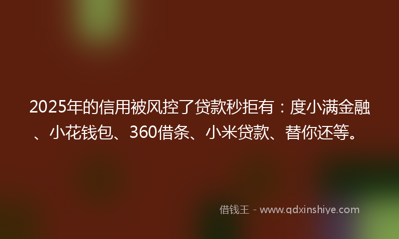 2025年的信用被风控了贷款秒拒有：度小满金融、小花钱包、360借条、小米贷款、替你还等。