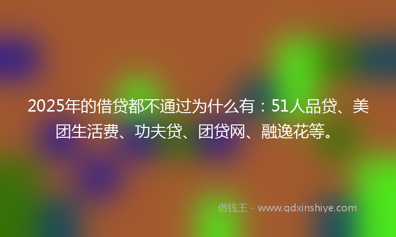 2025年的借贷都不通过为什么有：51人品贷、美团生活费、功夫贷、团贷网、融逸花等。