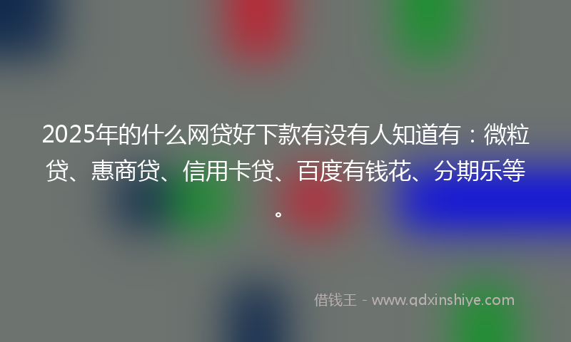 2025年的什么网贷好下款有没有人知道有：微粒贷、惠商贷、信用卡贷、百度有钱花、分期乐等。