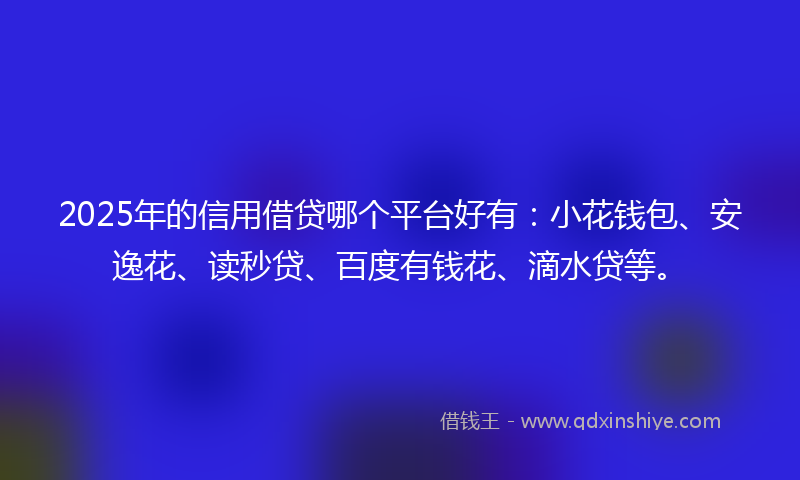 2025年的信用借贷哪个平台好有：小花钱包、安逸花、读秒贷、百度有钱花、滴水贷等。