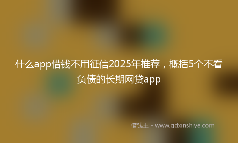 什么app借钱不用征信2025年推荐，概括5个不看负债的长期网贷app