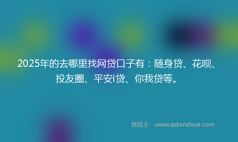 2025年的去哪里找网贷口子有：随身贷、花呗、投友圈、平安i贷、你我贷等。