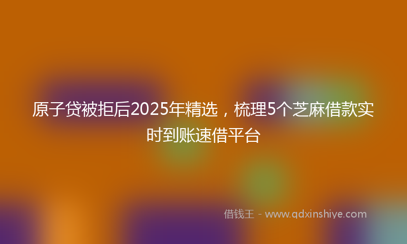原子贷被拒后2025年精选，梳理5个芝麻借款实时到账速借平台