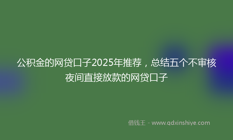 公积金的网贷口子2025年推荐，总结五个不审核夜间直接放款的网贷口子