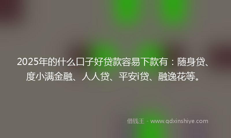 2025年的什么口子好贷款容易下款有：随身贷、度小满金融、人人贷、平安i贷、融逸花等。