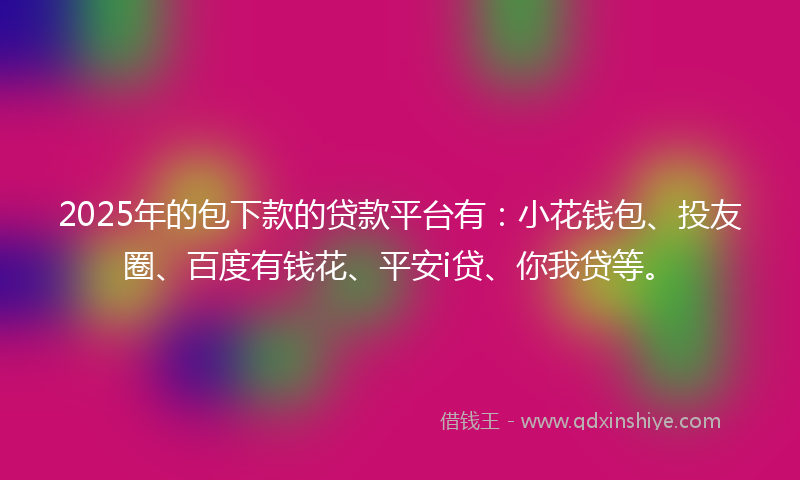 2025年的包下款的贷款平台有：小花钱包、投友圈、百度有钱花、平安i贷、你我贷等。