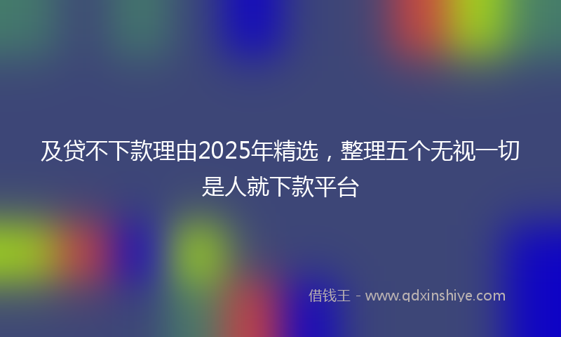 及贷不下款理由2025年精选，整理五个无视一切是人就下款平台
