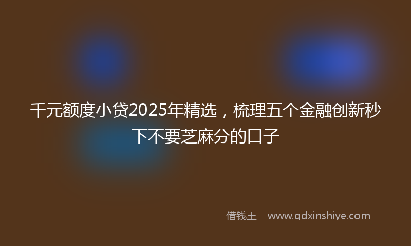 千元额度小贷2025年精选，梳理五个金融创新秒下不要芝麻分的口子