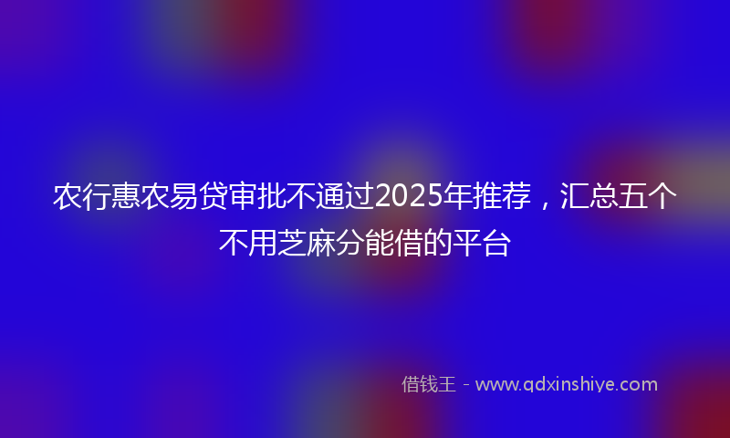 农行惠农易贷审批不通过2025年推荐，汇总五个不用芝麻分能借的平台