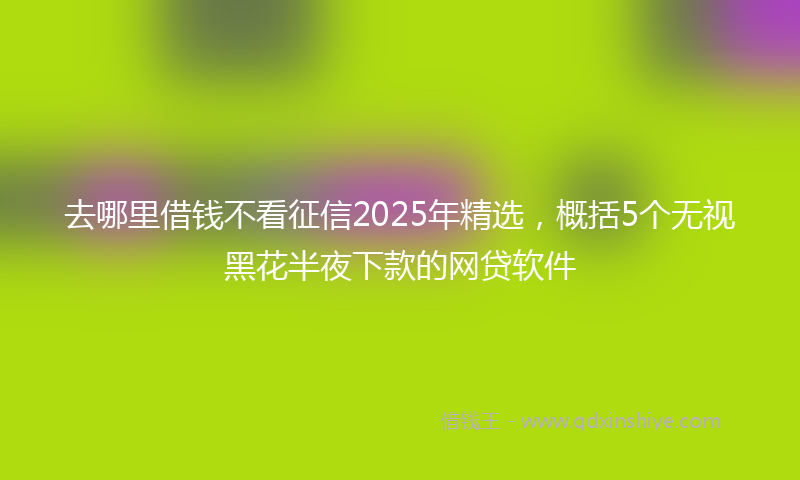 去哪里借钱不看征信2025年精选，概括5个无视黑花半夜下款的网贷软件