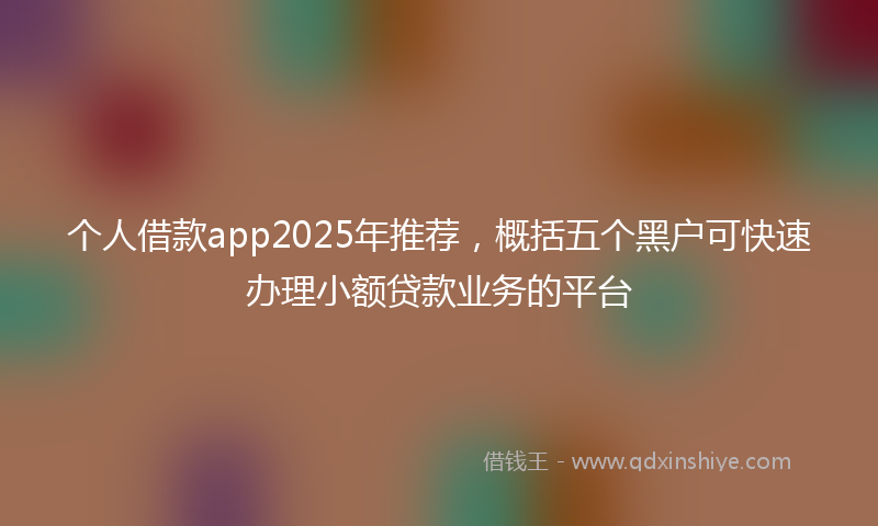 个人借款app2025年推荐，概括五个黑户可快速办理小额贷款业务的平台