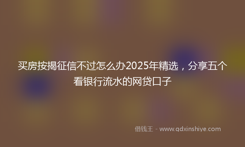买房按揭征信不过怎么办2025年精选，分享五个看银行流水的网贷口子