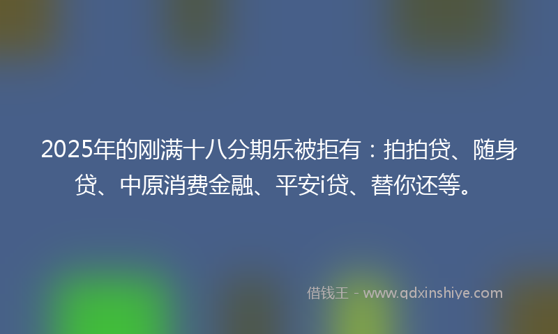 2025年的刚满十八分期乐被拒有：拍拍贷、随身贷、中原消费金融、平安i贷、替你还等。