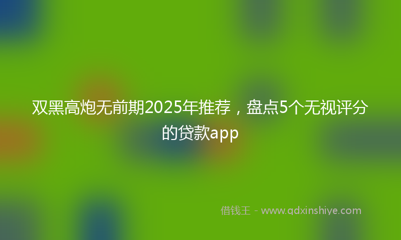 双黑高炮无前期2025年推荐，盘点5个无视评分的贷款app