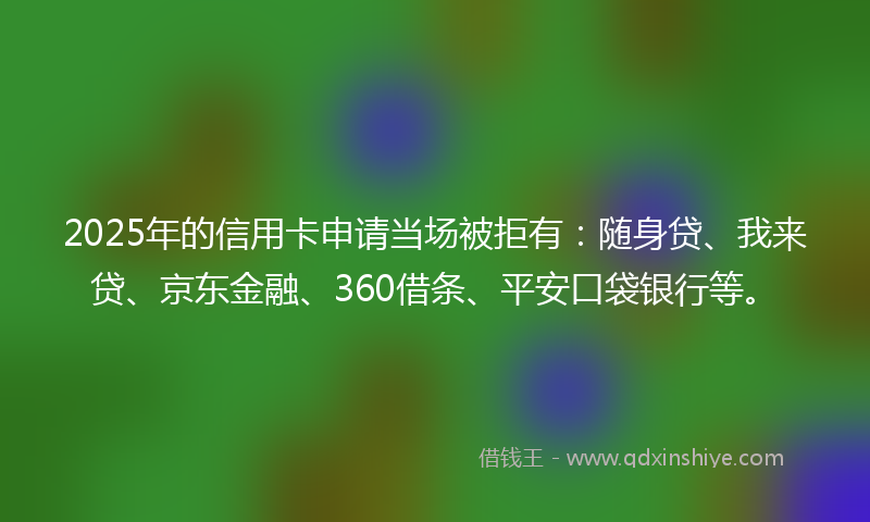 2025年的信用卡申请当场被拒有：随身贷、我来贷、京东金融、360借条、平安口袋银行等。
