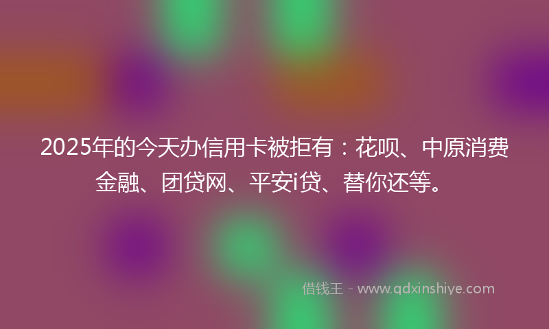 2025年的今天办信用卡被拒有：花呗、中原消费金融、团贷网、平安i贷、替你还等。