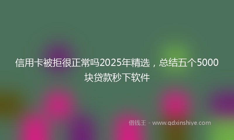 信用卡被拒很正常吗2025年精选，总结五个5000块贷款秒下软件