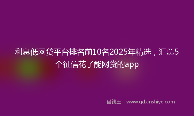 利息低网贷平台排名前10名2025年精选，汇总5个征信花了能网贷的app
