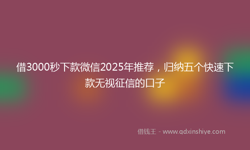 借3000秒下款微信2025年推荐，归纳五个快速下款无视征信的口子