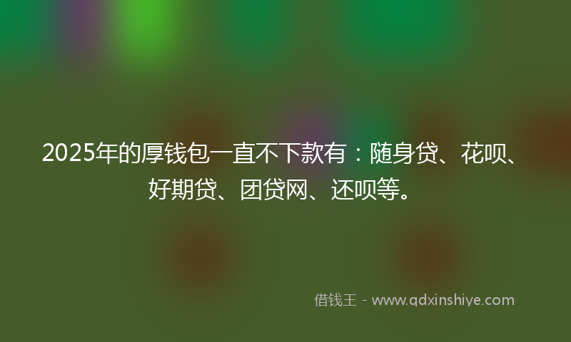 2025年的厚钱包一直不下款有：随身贷、花呗、好期贷、团贷网、还呗等。