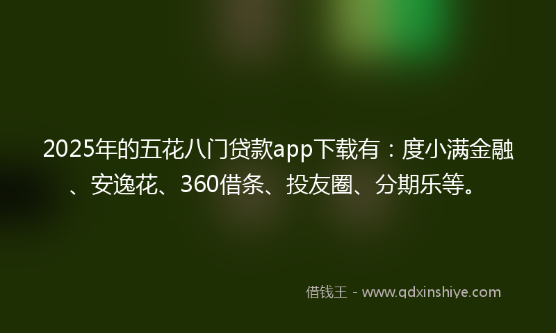 2025年的五花八门贷款app下载有：度小满金融、安逸花、360借条、投友圈、分期乐等。