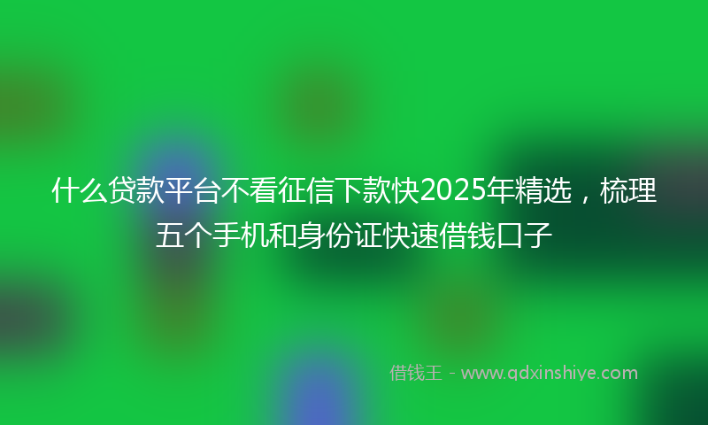 什么贷款平台不看征信下款快2025年精选，梳理五个手机和身份证快速借钱口子